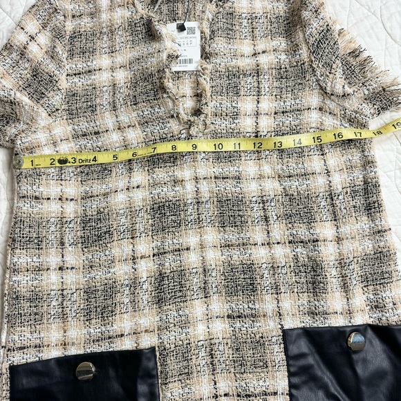 Zara Brown Plaid Dress S Preppy Academia Classic Boho Chic Fringe Pockets NEW - Picture 10 of 13